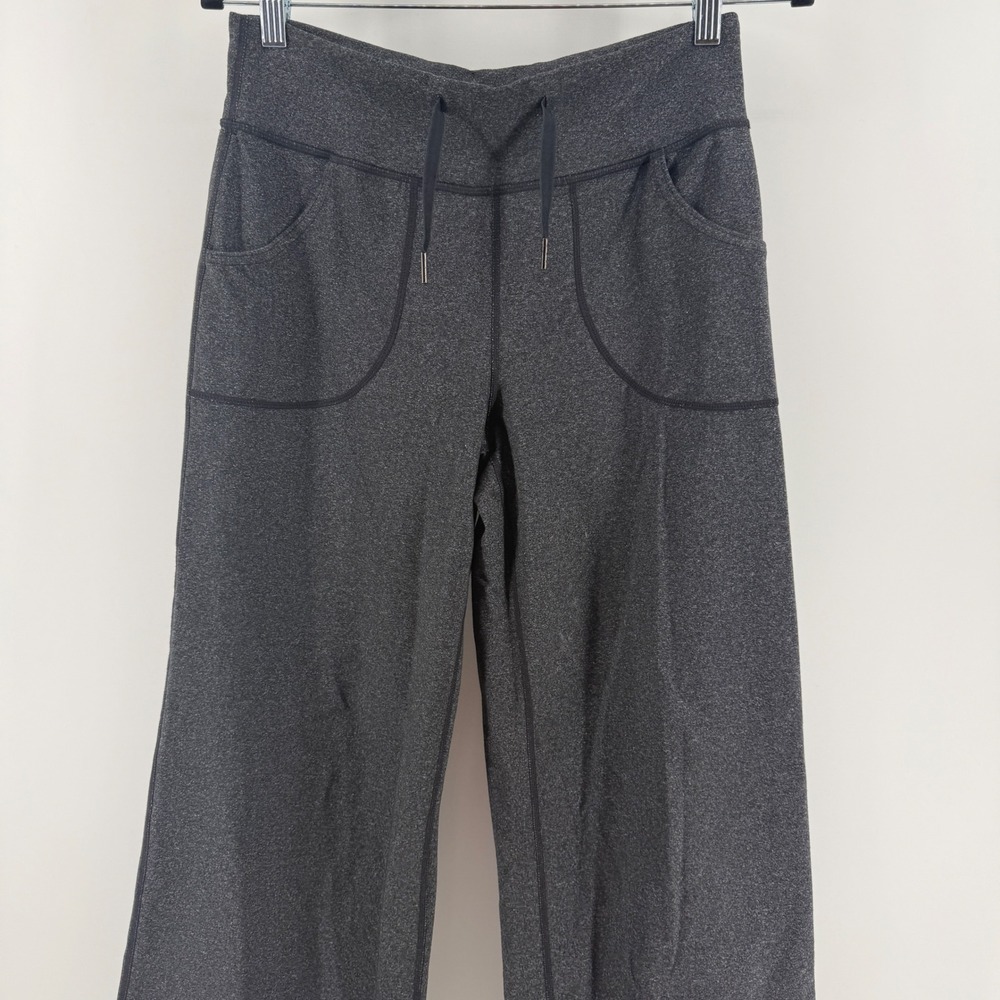 Lululemon Still Pant Dark Grey Heathered Wide Leg Yoga‎ Pants Size 4 Tall